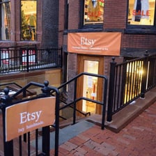 A computer displaying an online marketplace for handmade goods