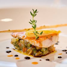 An elaborately plated fine-dining dish