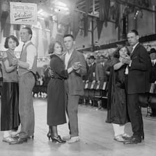 Dancers participating in a long-duration dance event