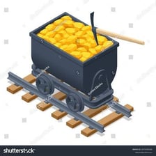 A small rail wagon inside an underground mine