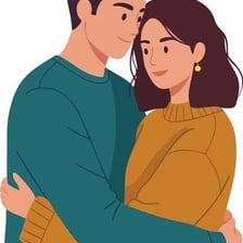 A couple embracing to convey affection and fondness.