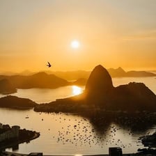 Sugarloaf Mountain rising above Rio de Janeiro harbor