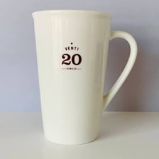 A large Starbucks coffee cup labeled with the Venti size.