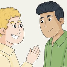 A person hesitantly asking someone a question.
