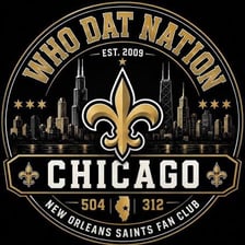 New Orleans Saints fans cheering at a football game.