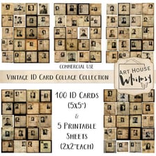 Several photo identification cards displayed together.