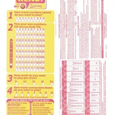 A keno game card displaying numbered selections.