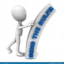 A conceptual illustration of rules being bent.