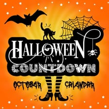 An October calendar displayed with Halloween decorations