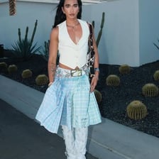 Festival fashion with a bohemian style at an outdoor music event