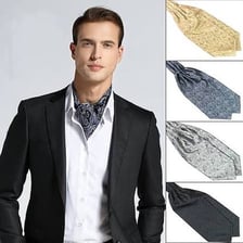 A man wearing a broad ascot necktie