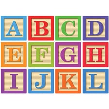 Colorful alphabet letters used in preschool learning