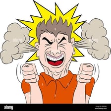 An angry person visibly fuming