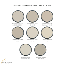 A selection of beige and other neutral color swatches.