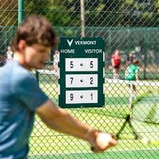 A tennis match in which the scoreboard shows game point