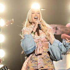 Gwen Stefani performing on stage.