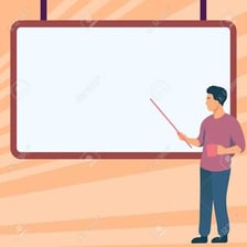 A person calling attention to a piece of information.