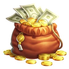 Gold coins and valuables representing wealth