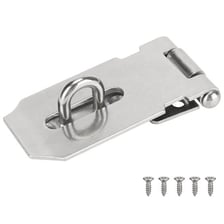 A metal hasp fastening secured with a padlock