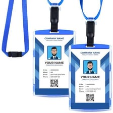 An identification badge attached to a lanyard