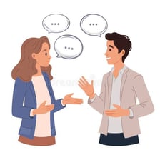 Two people talking and appearing to understand each other.