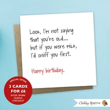 A greeting card displaying deliberately corny wording.