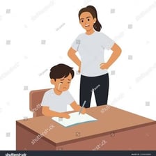 An adult sternly reprimanding a child