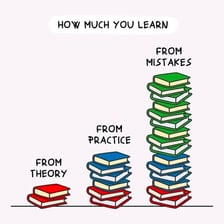 A beginner learning a task and making a small mistake.