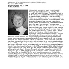 A newspaper page containing obituary notices.