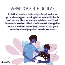 Doula providing support to a person during labor