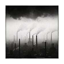 An industrial smokestack with dark soot deposits.