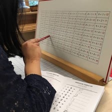 Person calculating a sum on paper