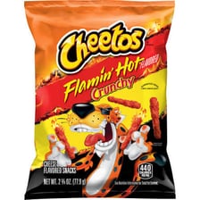Red-orange Flamin’ Hot Cheetos puffed snacks
