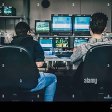 A film editor assembling multiple shots into a montage