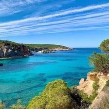 Aerial view of Ibiza’s island coastline