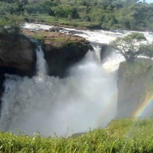 The Nile River rushing through Murchison Falls in Uganda