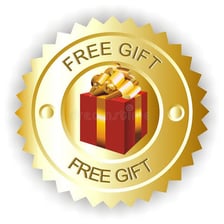 A gift displayed with a sign indicating it costs nothing.
