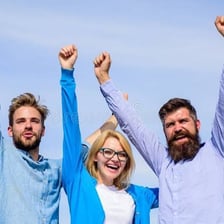 Office workers celebrating the end of the work week