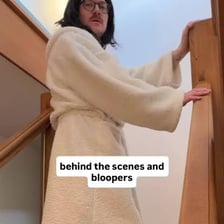 Behind-the-scenes image from a comedy film gag reel