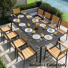 Restaurant tables arranged on an outdoor patio
