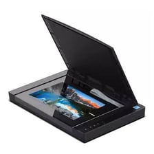 A flatbed scanner digitizing a printed document