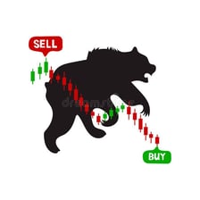 A financial market graphic showing a declining bear market and a purchase opportunity.