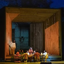 A stage production of the opera Fire Shut Up in My Bones.