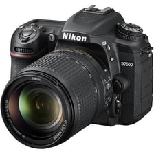 A Nikon single-lens reflex camera.