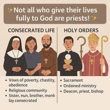 Layperson standing apart from members of the clergy
