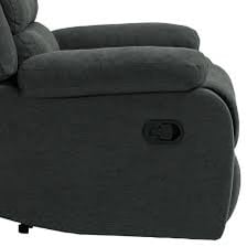 The padded armrest of a reclining chair