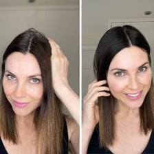 Hair being colored to cover gray strands