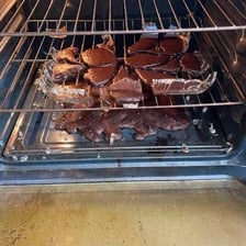 Cake batter being prepared for baking in an oven.