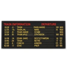 A train station schedule showing an expected arrival time