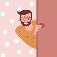 A person peeking where they are not supposed to be